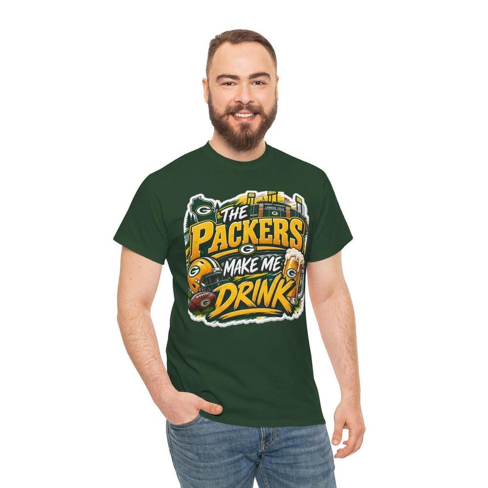 The Packers Make Me Drink Green Bay NFL Football Beer Tailgate Fan Tee